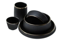 Vaidava Ceramics Eclipse Gold espresso cup, set of 2, black - gold