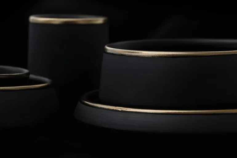 Vaidava Ceramics Eclipse Gold mug 0,3 L, black - gold