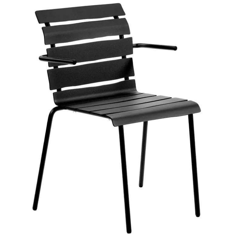 valerie_objects Aligned chair with armrests, black