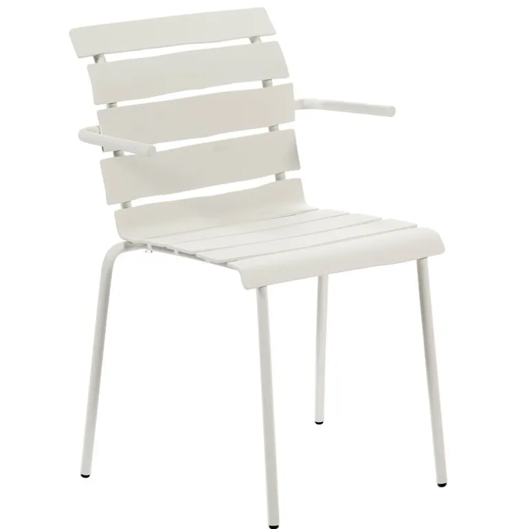 valerie_objects Aligned chair with armrests, off-white