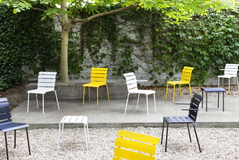 valerie_objects Aligned chair with armrests, off-white