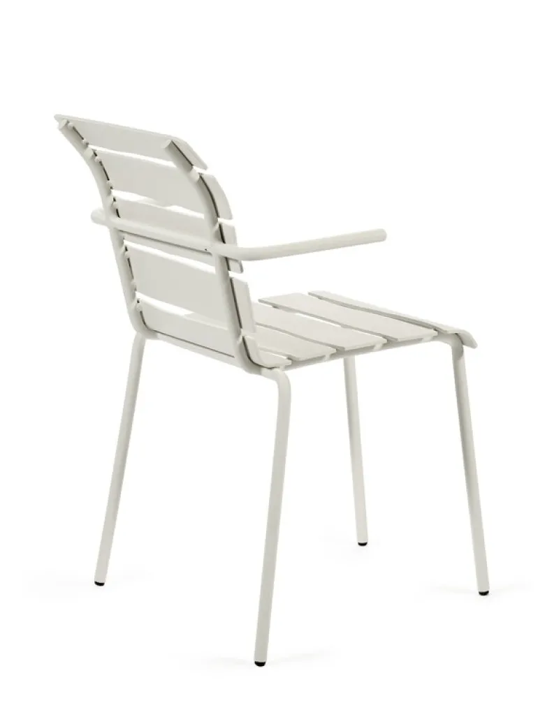 valerie_objects Aligned chair with armrests, off-white