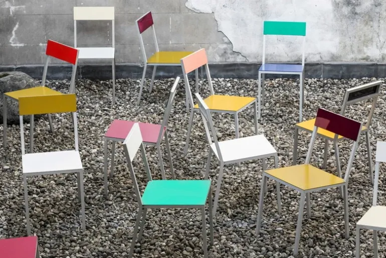 valerie_objects Alu chair, dark blue - green