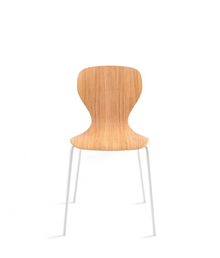 Viccarbe Ears chair, white metal - matt oak