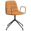 Viccarbe Maarten armchair, pyramid swivel, black- ochre leather- matt oak