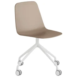 Viccarbe Maarten chair, pyramid casters base, white - taupe