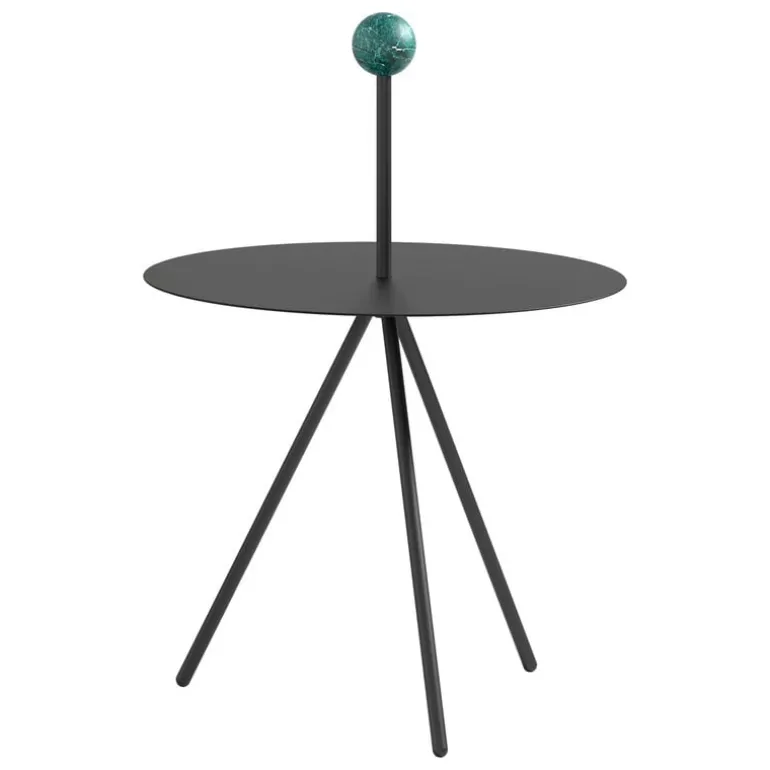 Viccarbe Trino table, black - green marble handle