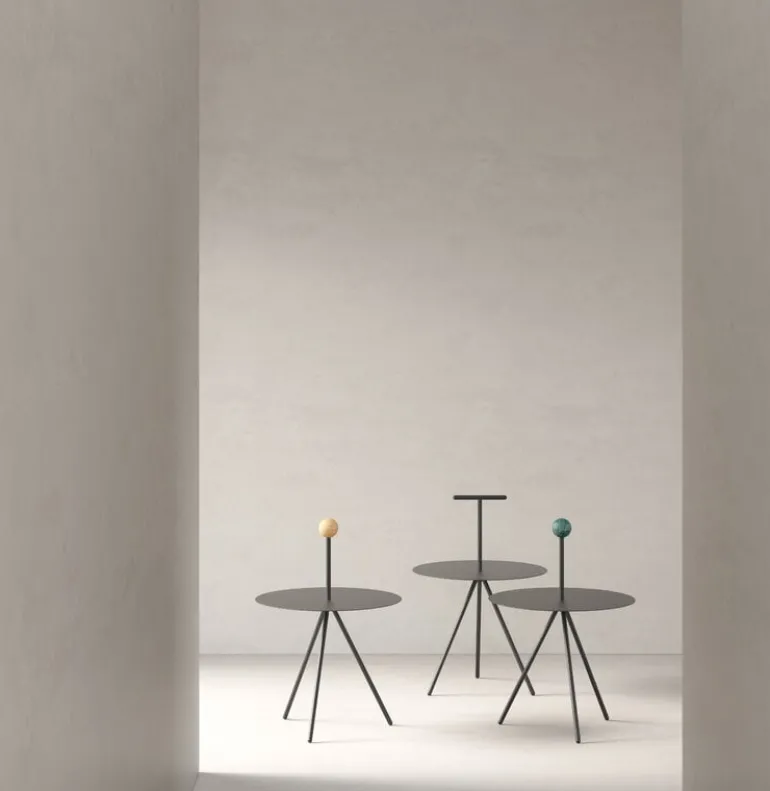 Viccarbe Trino table, black - green marble handle