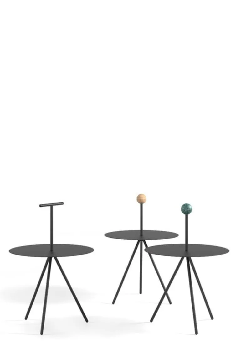Viccarbe Trino table, black - green marble handle