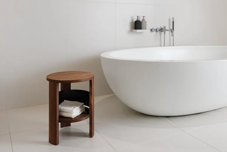 Vieser Lauha stool, brown oiled kebony - black