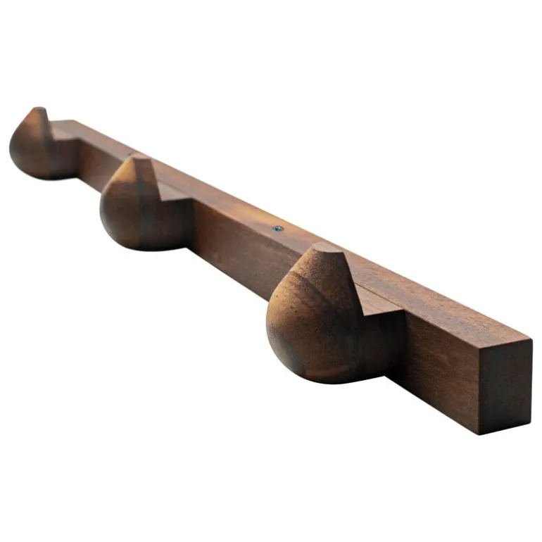 Vieser Lauha wall rack, 3 pegs, brown oiled kebony