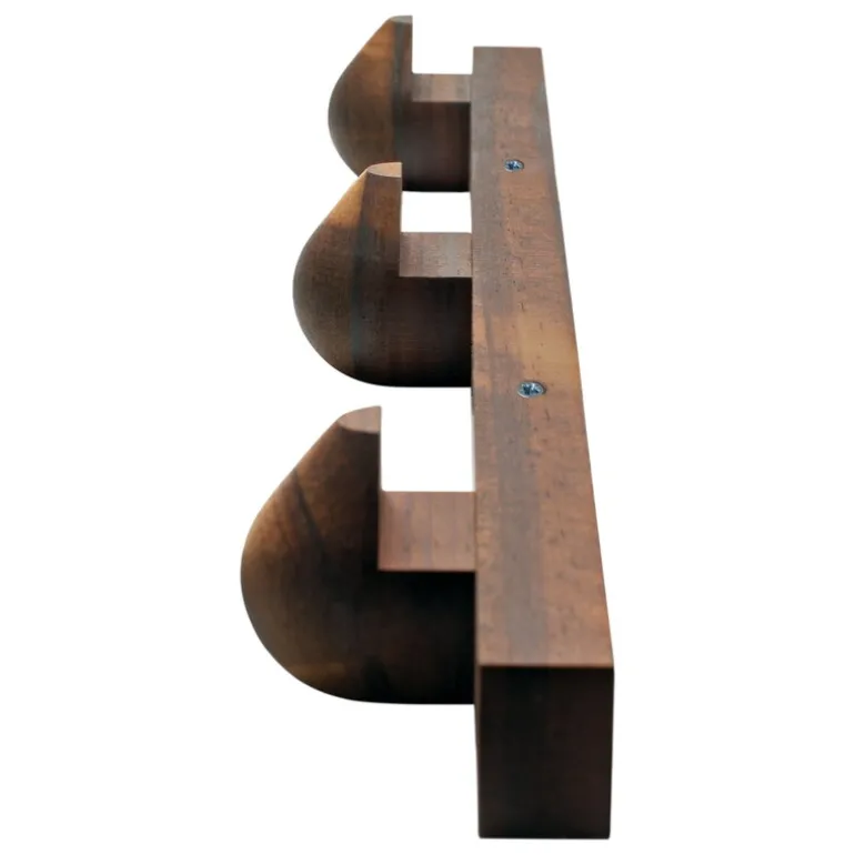 Vieser Lauha wall rack, 3 pegs, brown oiled kebony