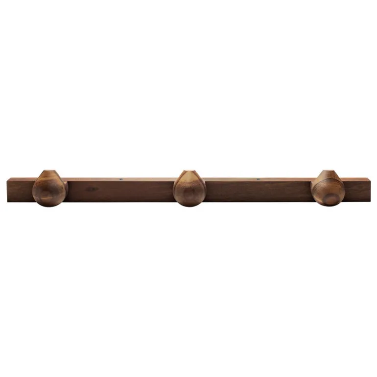 Vieser Lauha wall rack, 3 pegs, brown oiled kebony