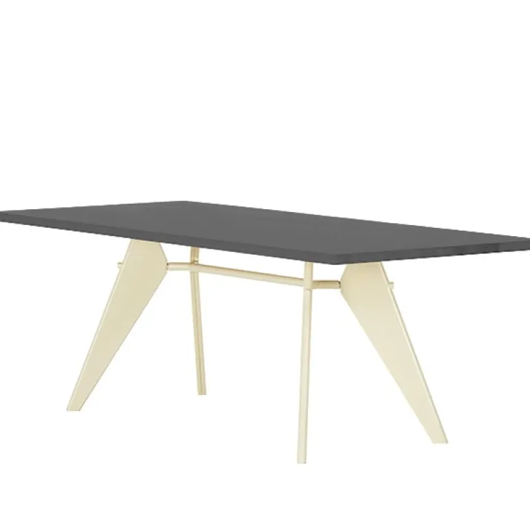 Vitra EM Table 240 x 90 cm, asphalt - Prouvé Blanc Colombe