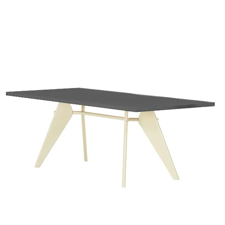 Vitra EM Table 200 x 90 cm, asphalt - Prouvé Blanc Colombe
