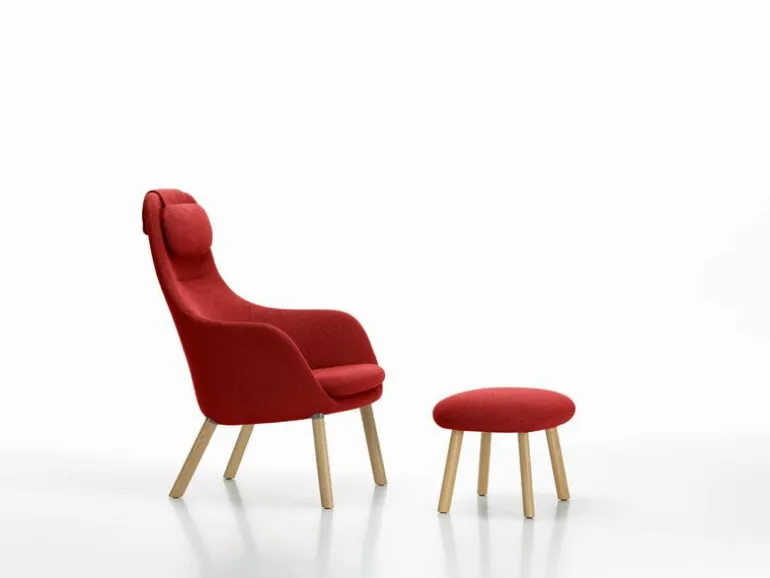 Vitra HAL lounge chair w/ loose cushion, Credo 16 red chilli - oak