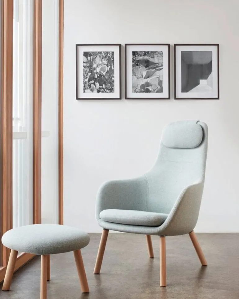 Vitra HAL lounge chair w/ loose cushion, Dumet 06 pebble melange - oak