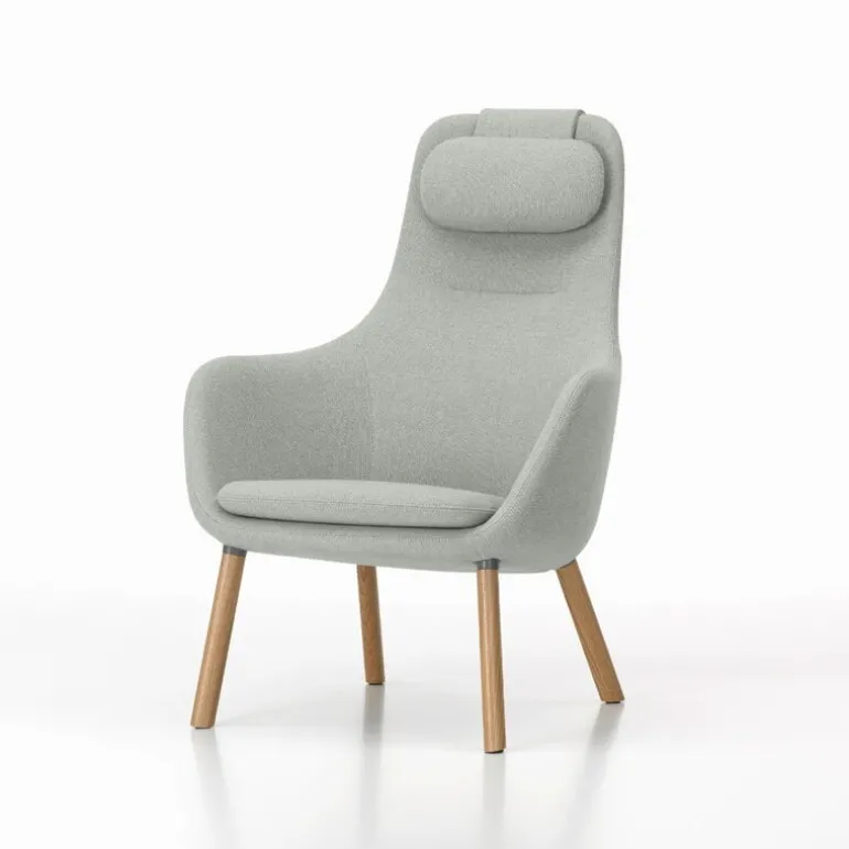 Vitra HAL lounge chair w/ loose cushion, Dumet 06 pebble melange - oak