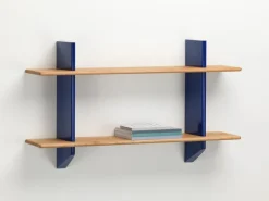 Vitra Rayonnage Mural shelf, Prouvé Bleu Marcoule - oak