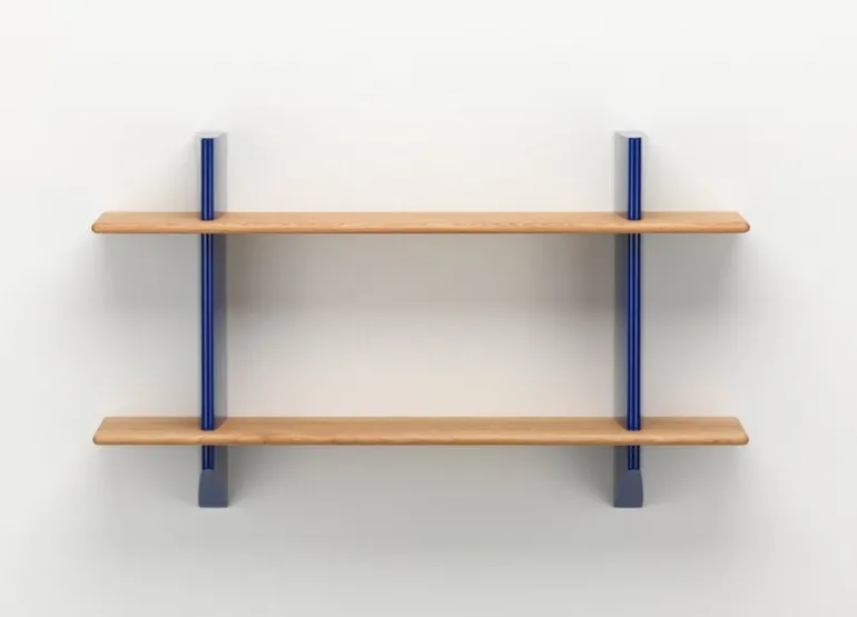 Vitra Rayonnage Mural shelf, Prouvé Bleu Marcoule - oak