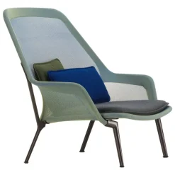 Vitra Slow Chair, blue/green - chocolate