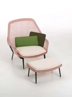 Vitra Slow Chair, red/cream - chocolate