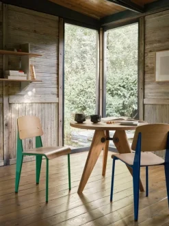 Vitra Standard chair, Prouvé Bleu Marcoule - oak