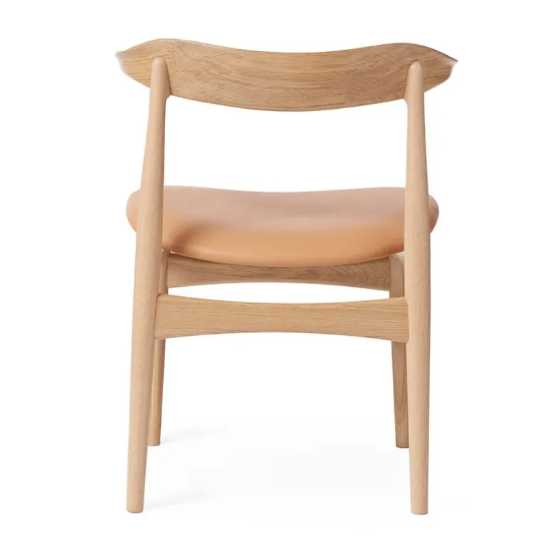 Warm Nordic Cow Horn chair, oiled oak - leather