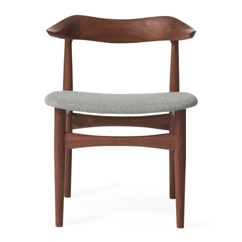 Warm Nordic Cow Horn chair, oiled walnut - light grey