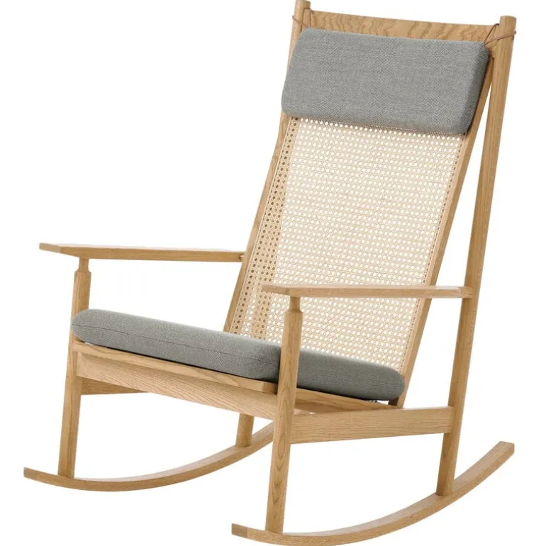 Warm Nordic Swing rocking chair, oak - Rewool 128 granite