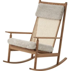 Warm Nordic Swing rocking chair, teak - Moonlight sheepskin