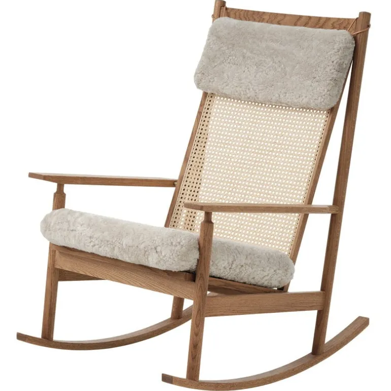 Warm Nordic Swing rocking chair, teak - Moonlight sheepskin