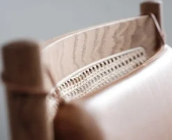 Warm Nordic Swing rocking chair, teak - Silk cognac leather