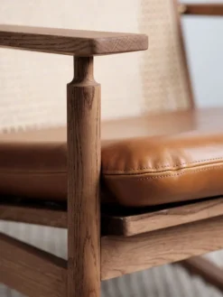 Warm Nordic Swing rocking chair, teak - Silk cognac leather