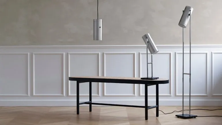 Warm Nordic Trombone table lamp, aluminium