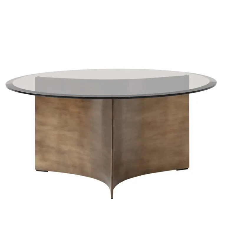 Wendelbo Arc coffee table, medium, brown glass - bronze patinated steel