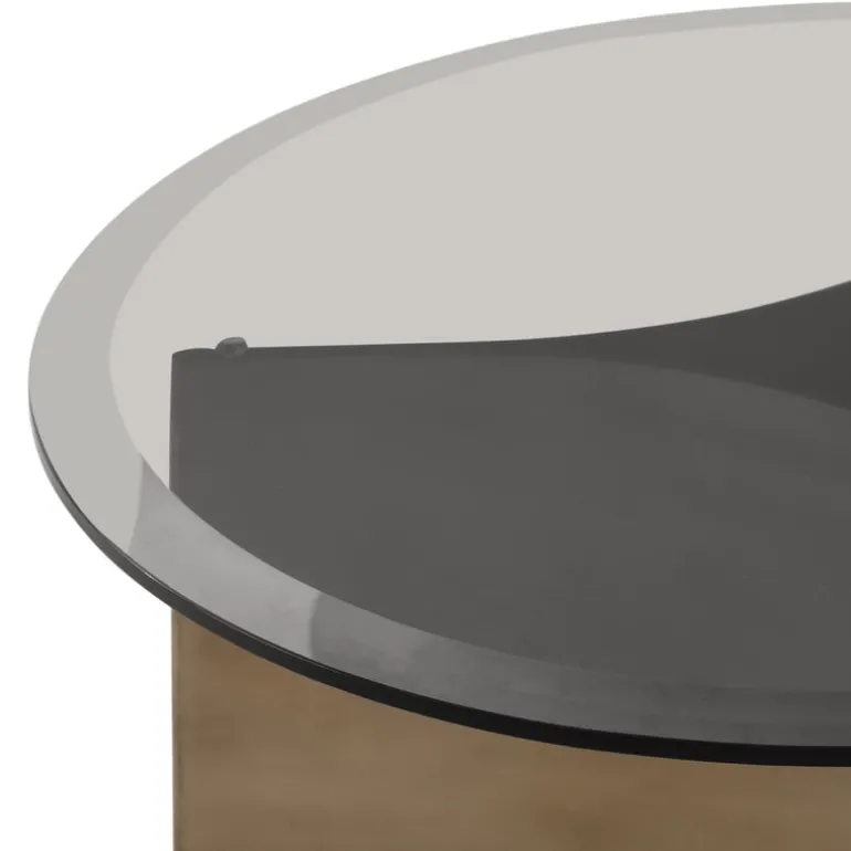 Wendelbo Arc coffee table, medium, brown glass - bronze patinated steel