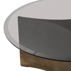 Wendelbo Arc coffee table, large, brown glass - bronze patinated steel