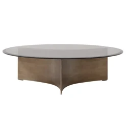 Wendelbo Arc coffee table, large, brown glass - bronze patinated steel