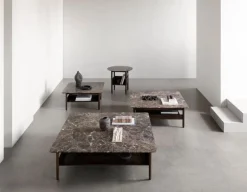 Wendelbo Collect coffee table, small square, dark brown-Emperador marble