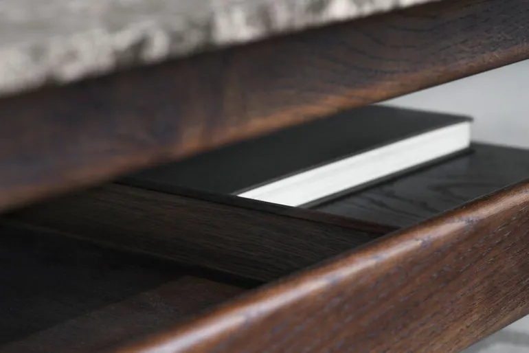 Wendelbo Collect console side table, low, dark brown - Emperador marble