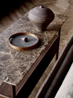 Wendelbo Collect console side table, low, dark brown - Emperador marble