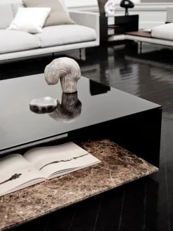 Wendelbo Expose coffee table, medium, brown glass - Emperador marble