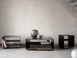 Wendelbo Expose coffee table, medium, brown glass - Emperador marble