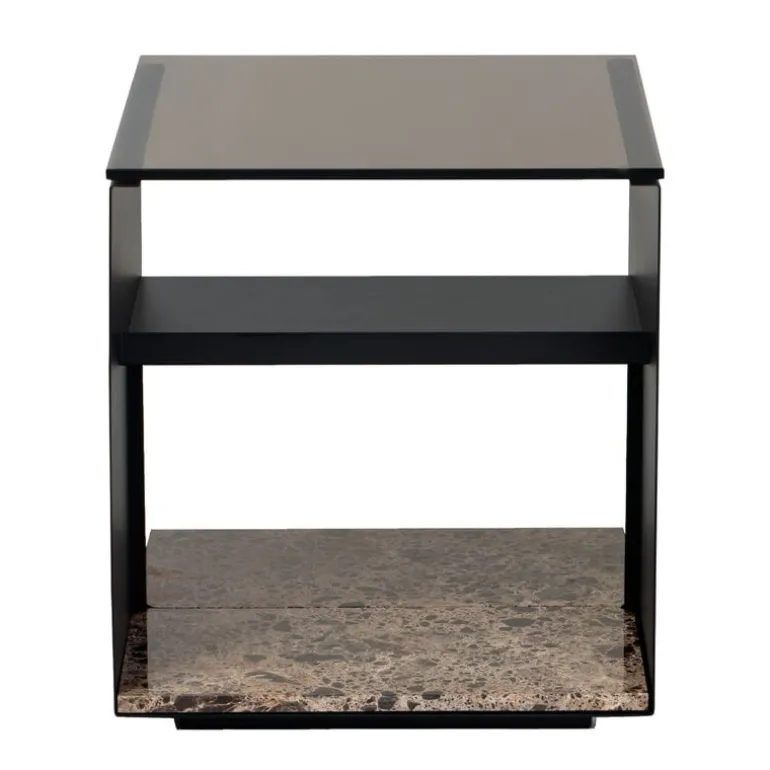 Wendelbo Expose side table, small, brown glass - Emperador marble