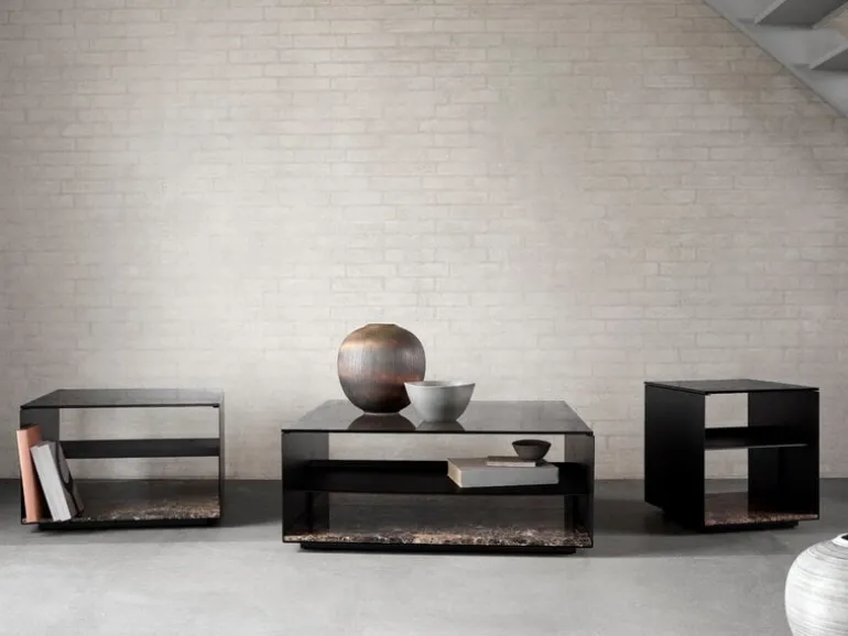 Wendelbo Expose side table, small, brown glass - Emperador marble