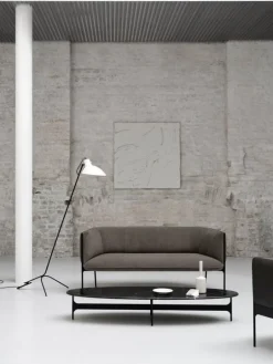 Wendelbo Floema oval sofa table, black - black marble