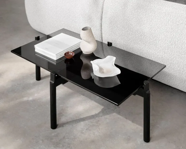 Wendelbo Notch coffee table, rectangular, M, black glass - black sta. oak