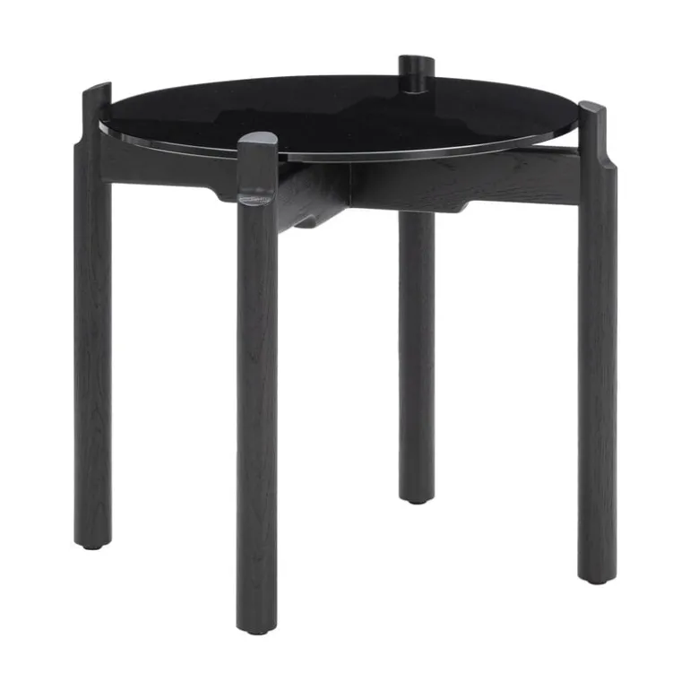 Wendelbo Notch side table, round, S, black glass-black stained oak