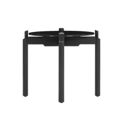 Wendelbo Notch side table, round, S, black glass-black stained oak
